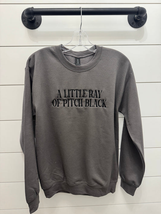Little Ray of Pitch Black Embroidered SweatShirt