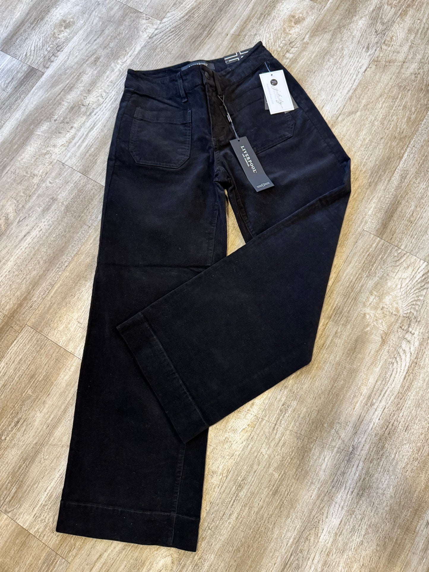 Liverpool Black Corduroy Wide Leg Pant