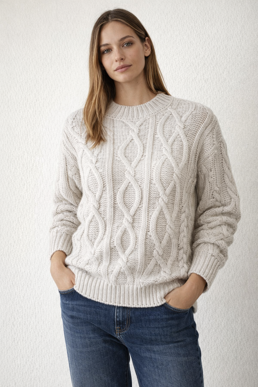 Elan Grey Cable Sweater