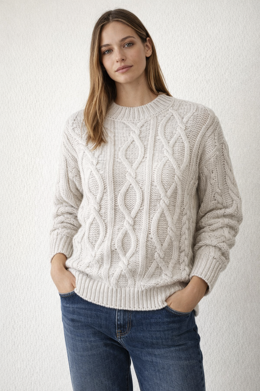 Elan Grey Cable Sweater