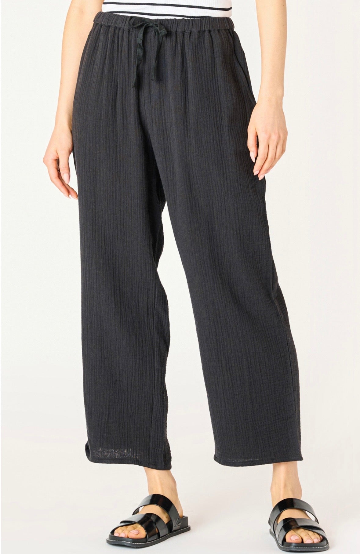 Black Textured Pant