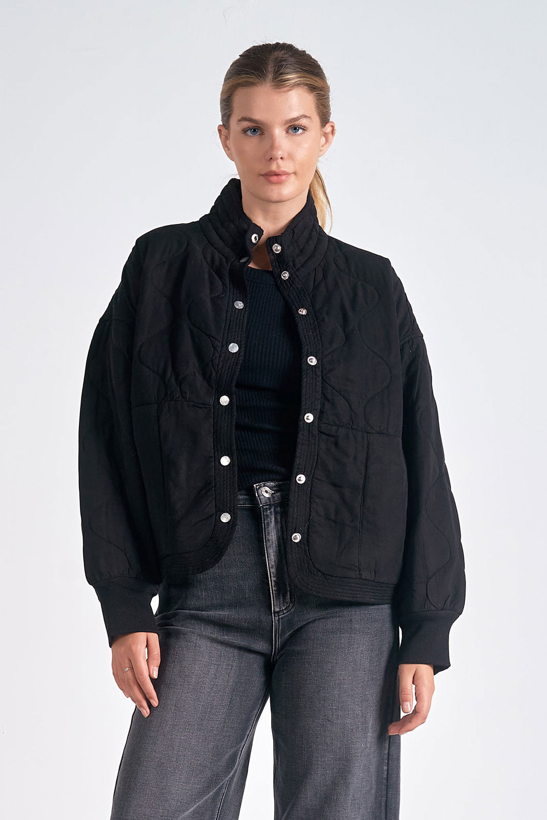 Elan Quilted Black Jacket