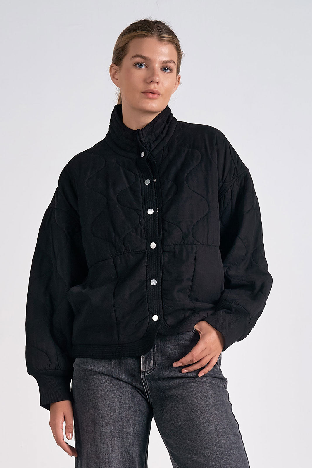 Elan Quilted Black Jacket