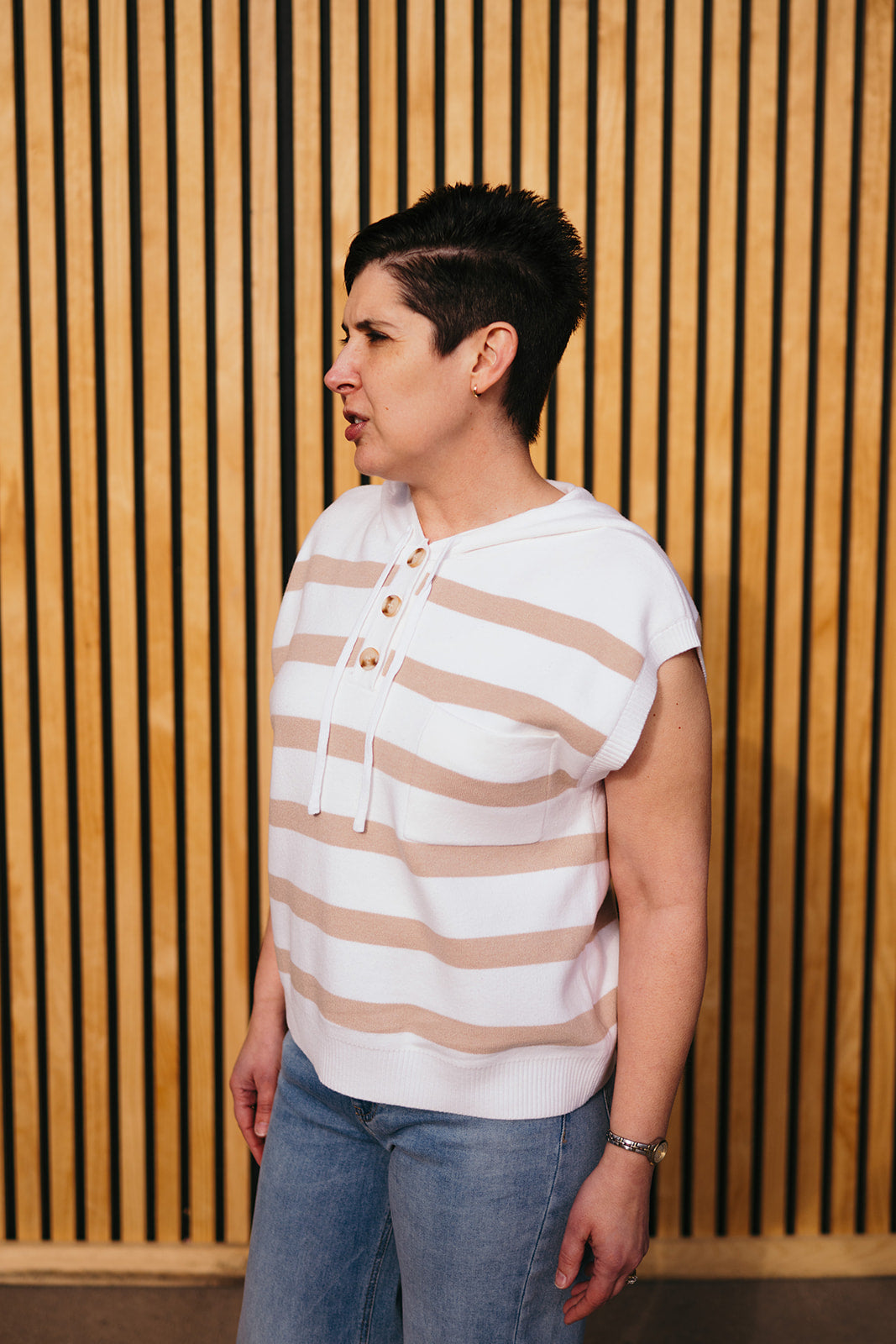 Ivory Mocha Stripe Sweater