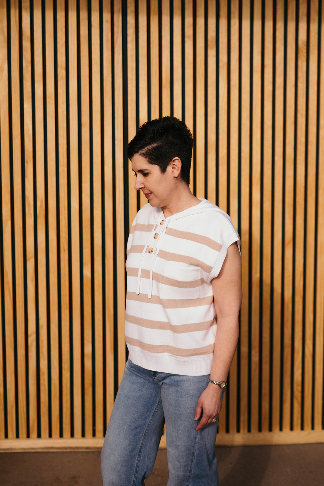 Ivory Mocha Stripe Sweater