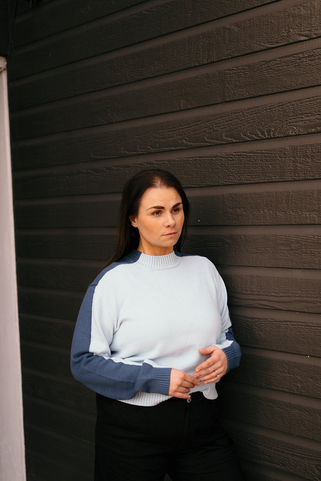 Elan Blue Colorblock Sweater