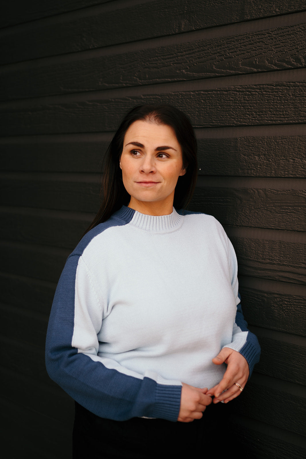 Elan Blue Colorblock Sweater
