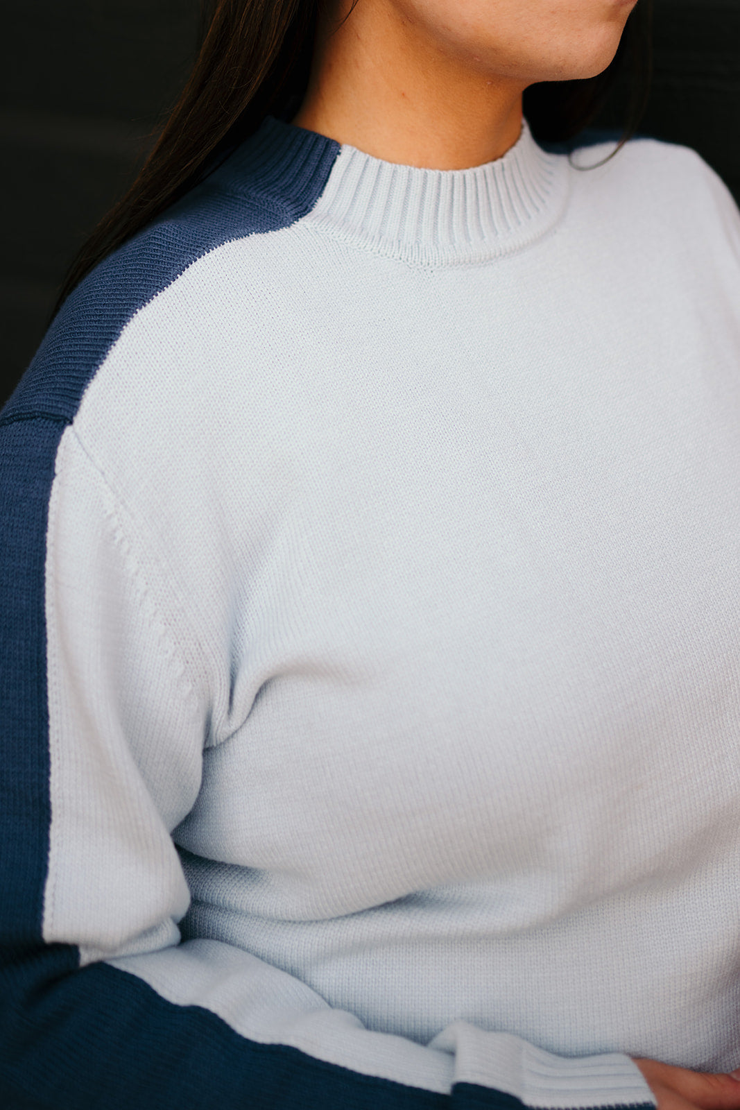 Elan Blue Colorblock Sweater
