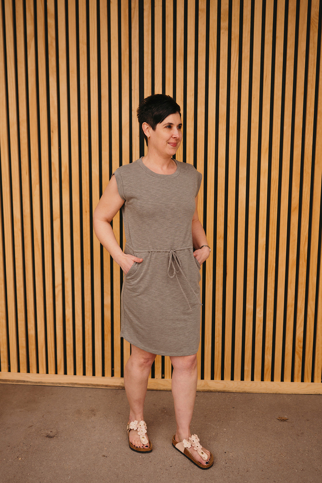 Light Olive Drawstring Dress