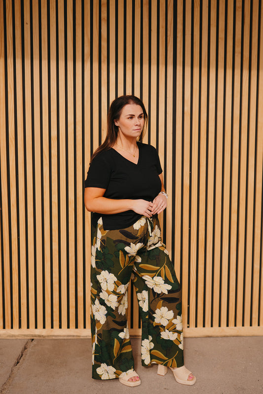 Dex Palm Blossom Wide Leg Pants