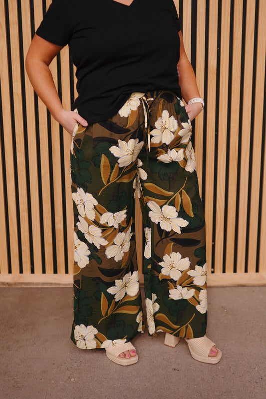 Dex Palm Blossom Wide Leg Pants