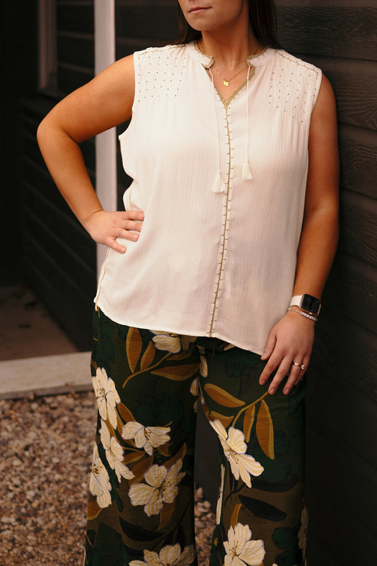 DEX Beaded Trim Blouse