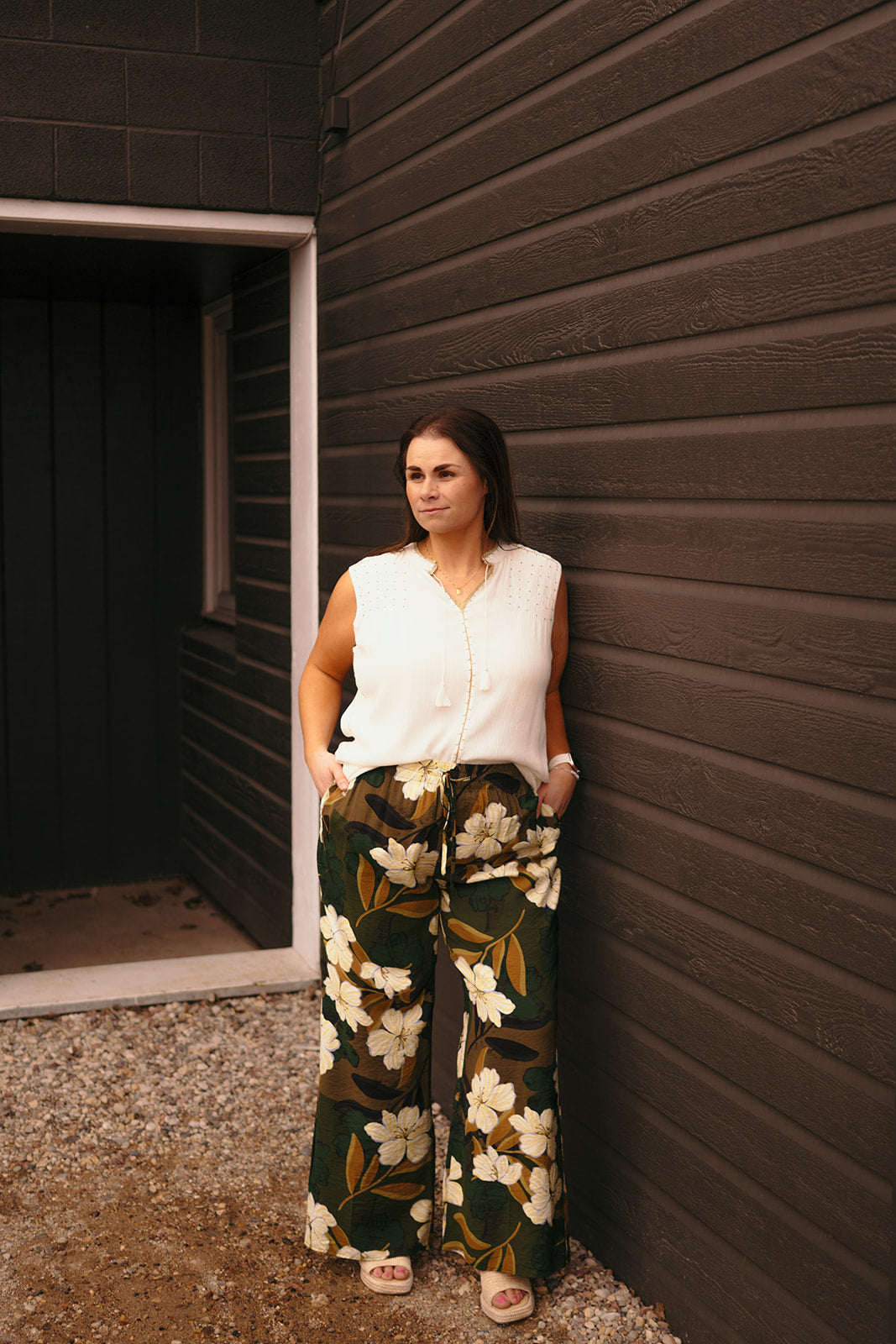 Dex Palm Blossom Wide Leg Pants