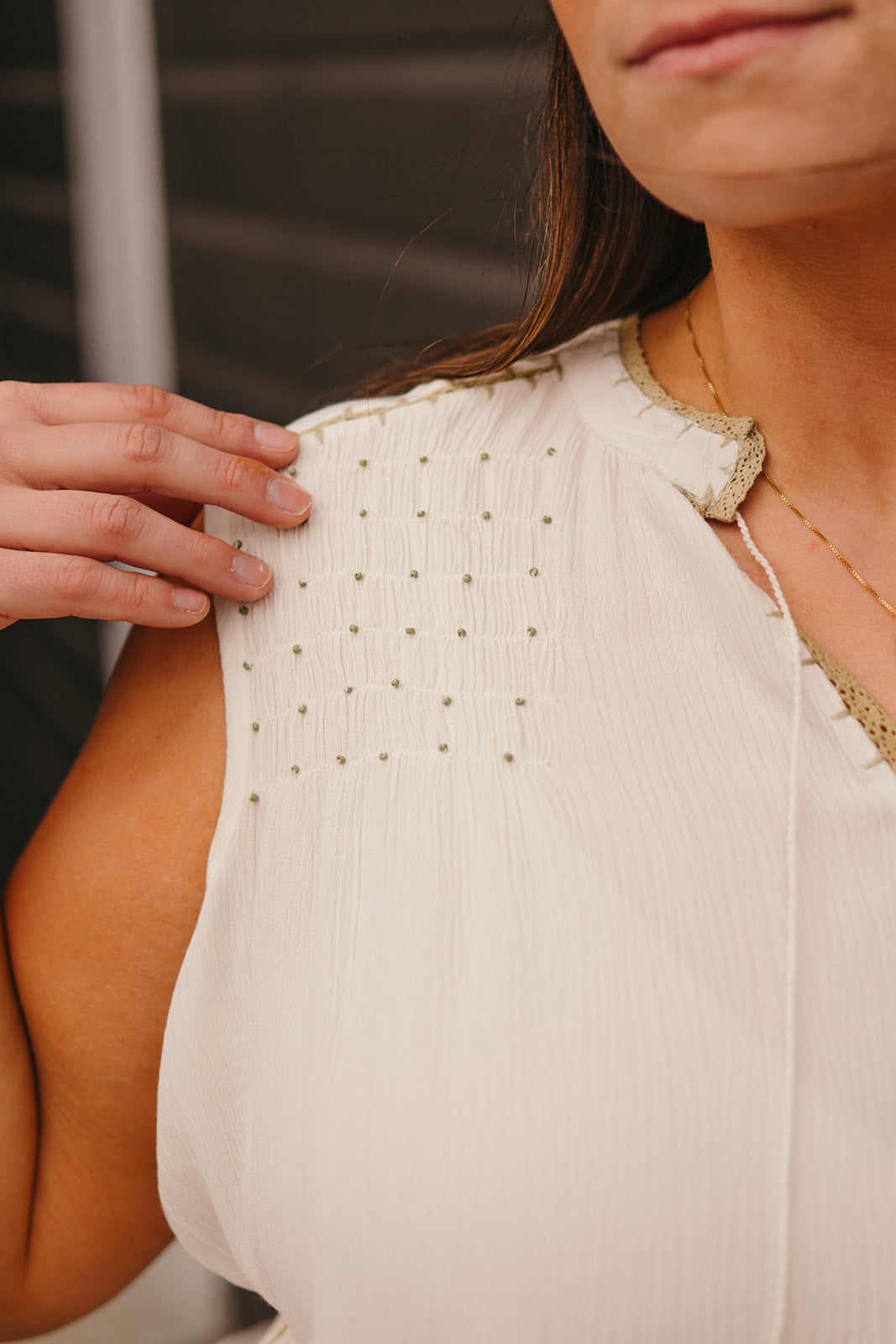 DEX Beaded Trim Blouse