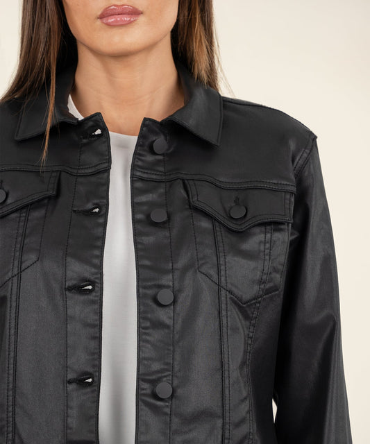 KUT Crop Julia Coated Black Jacket