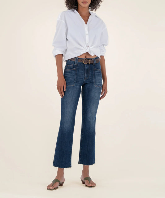 high rise KUT denim kelsey jeans crop raw hem