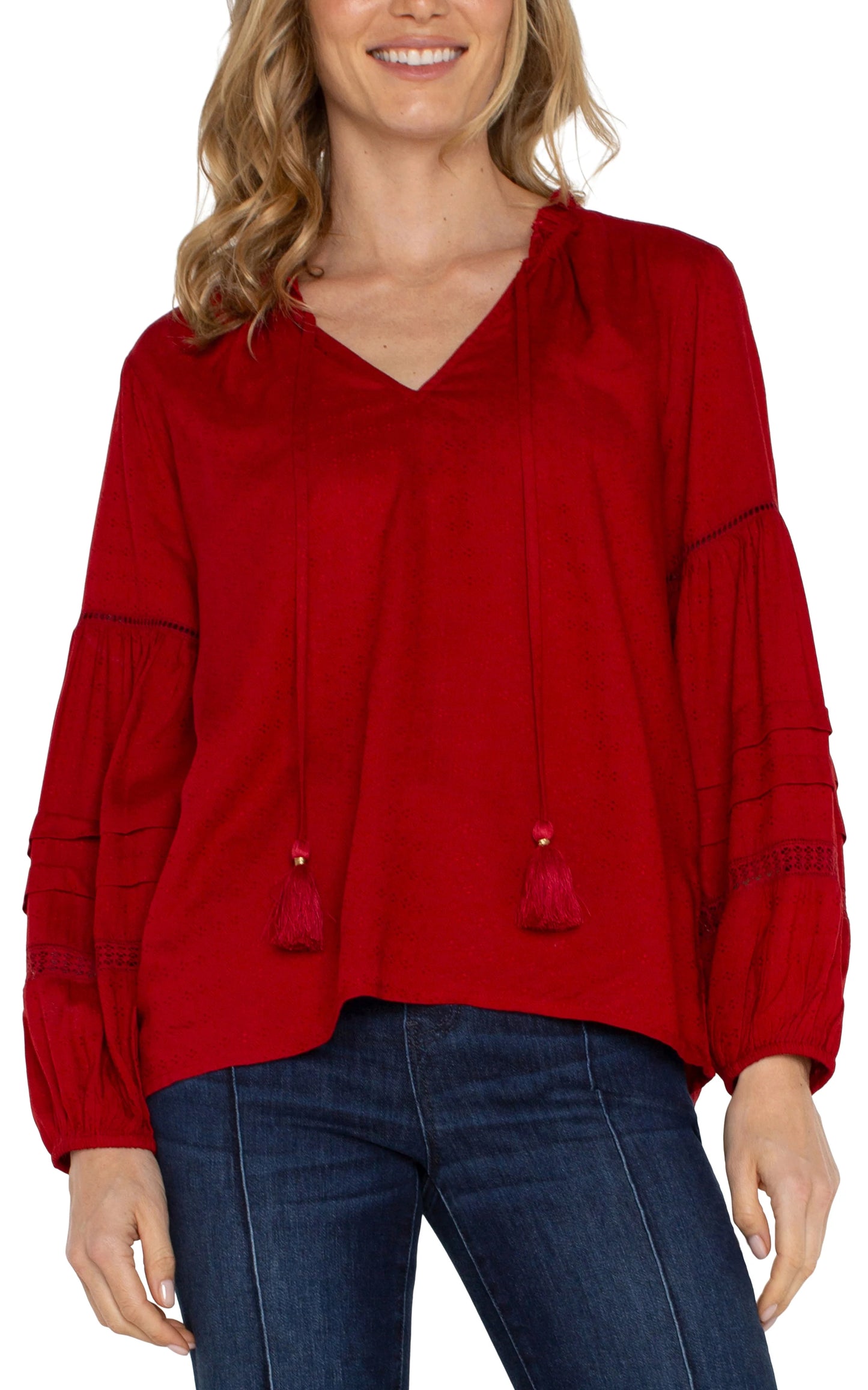 Liverpool Popover Blouse Red