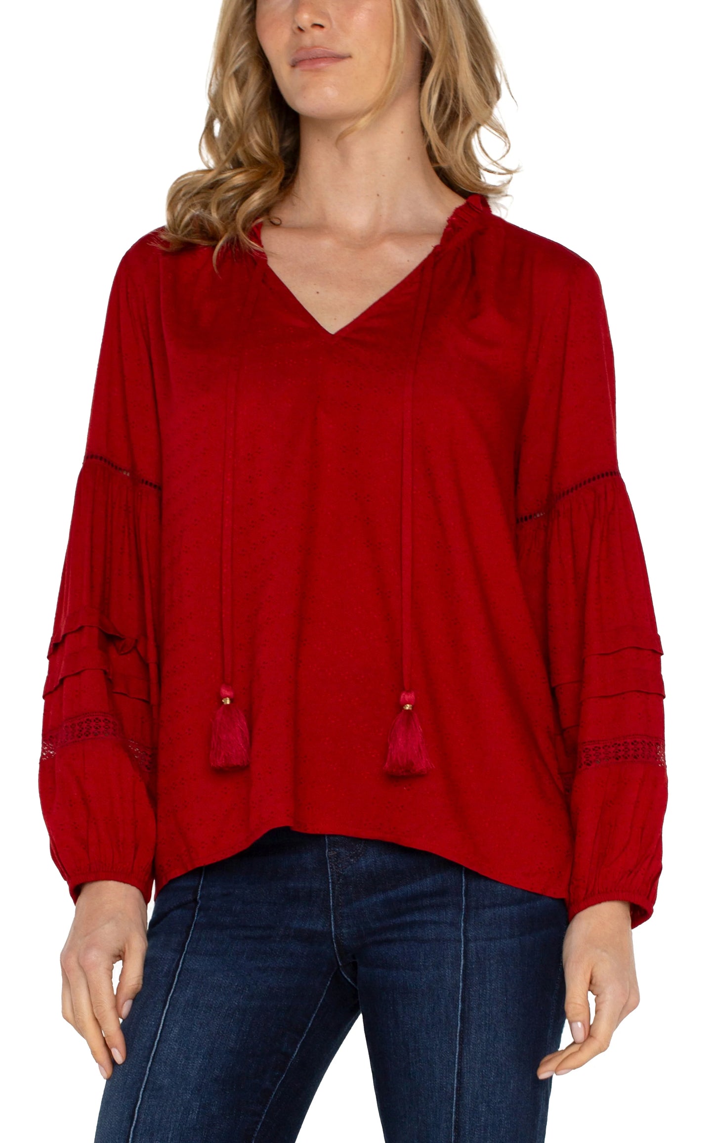 Liverpool Popover Blouse Red