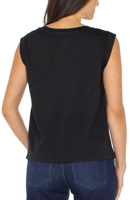 Liverpool  Black Sleeveless Woven Top