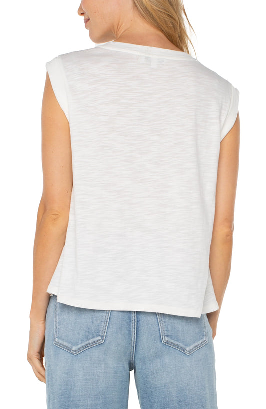 Liverpool  Whipped Cream Sleeveless Woven Top