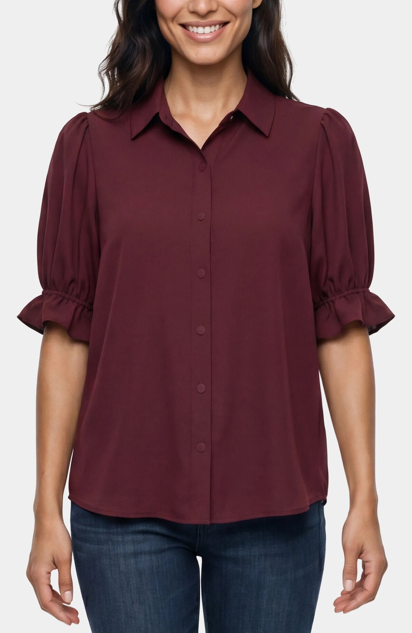 Liverpool Puff Sleeve Blouse Oxblood