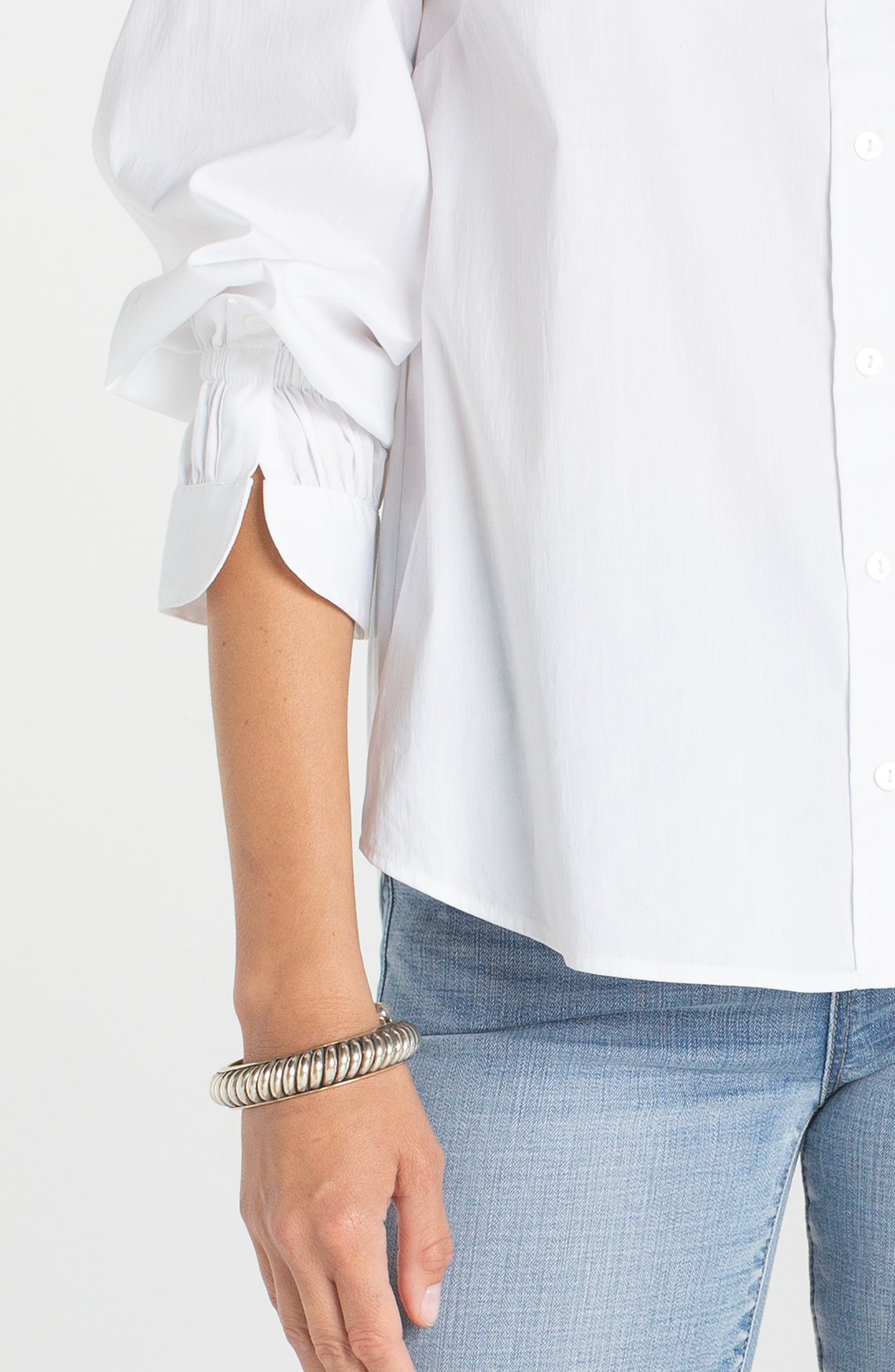 Liverpool White Adjustable Sleeve Blouse