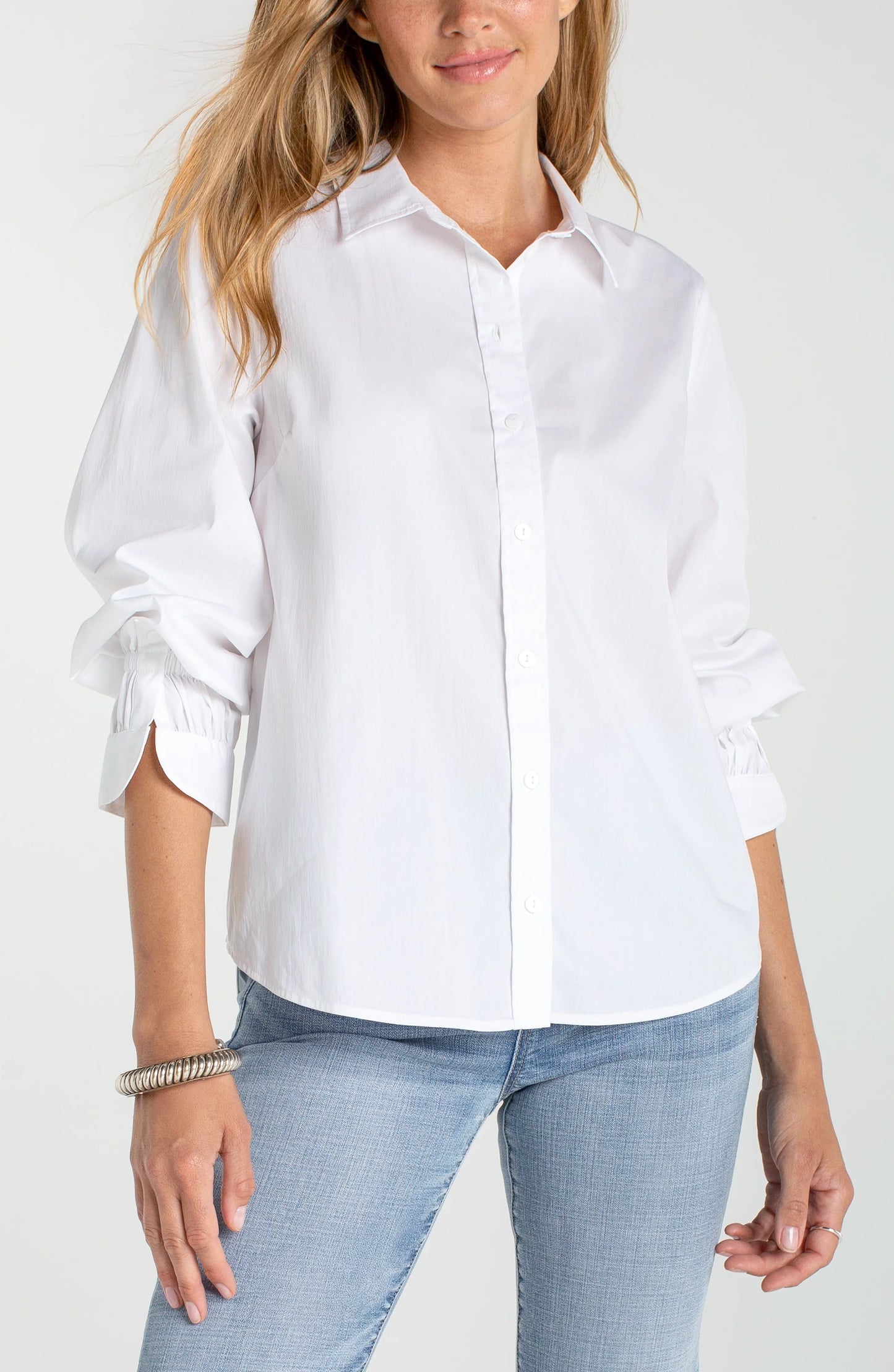 Liverpool White Adjustable Sleeve Blouse