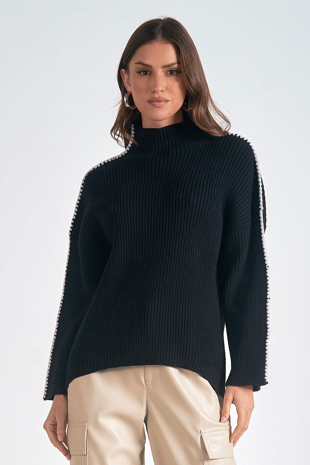 Elan Black Stitch Sweater