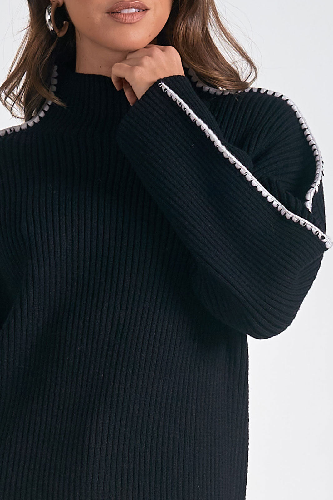 Elan Black Stitch Sweater