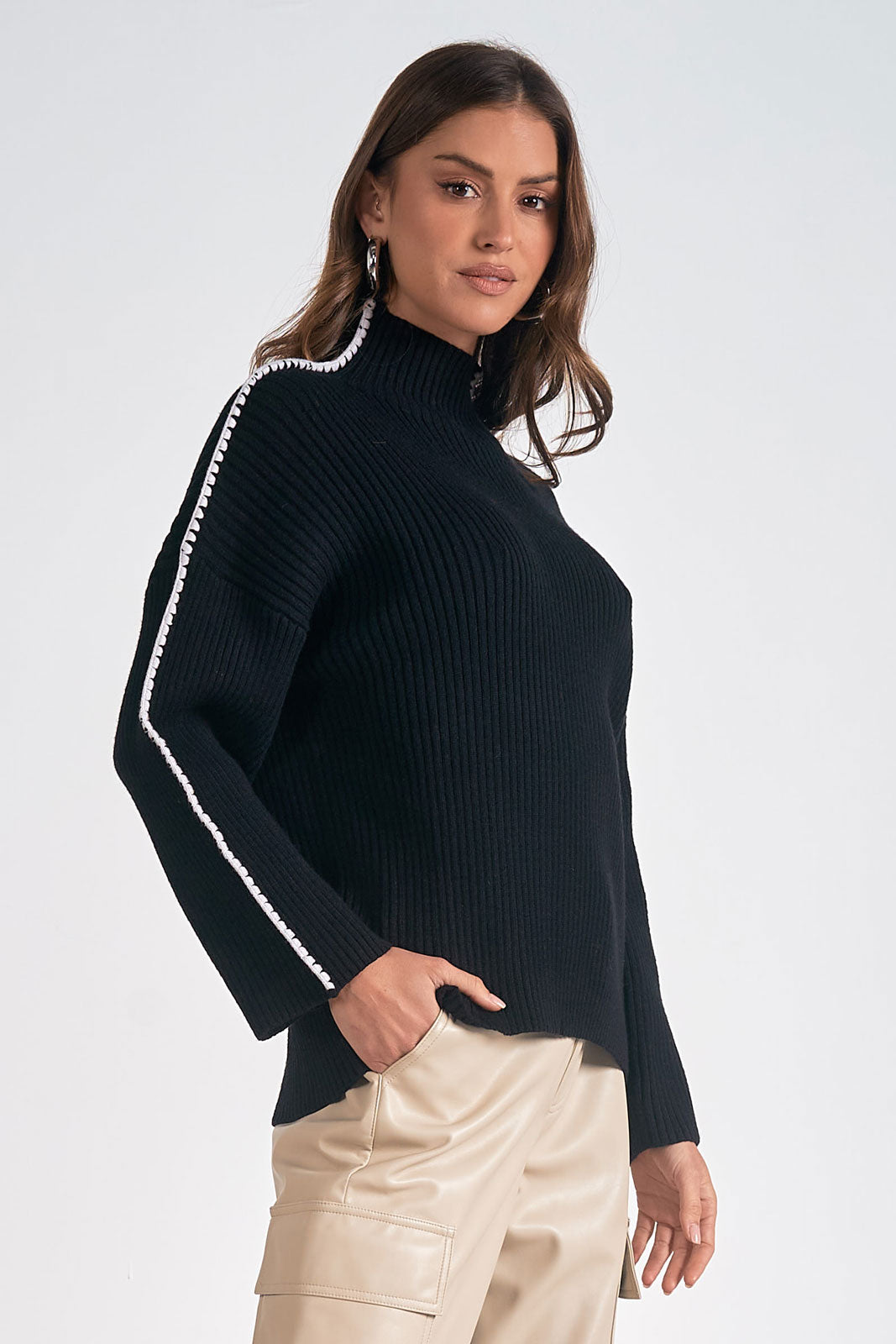 Elan Black Stitch Sweater