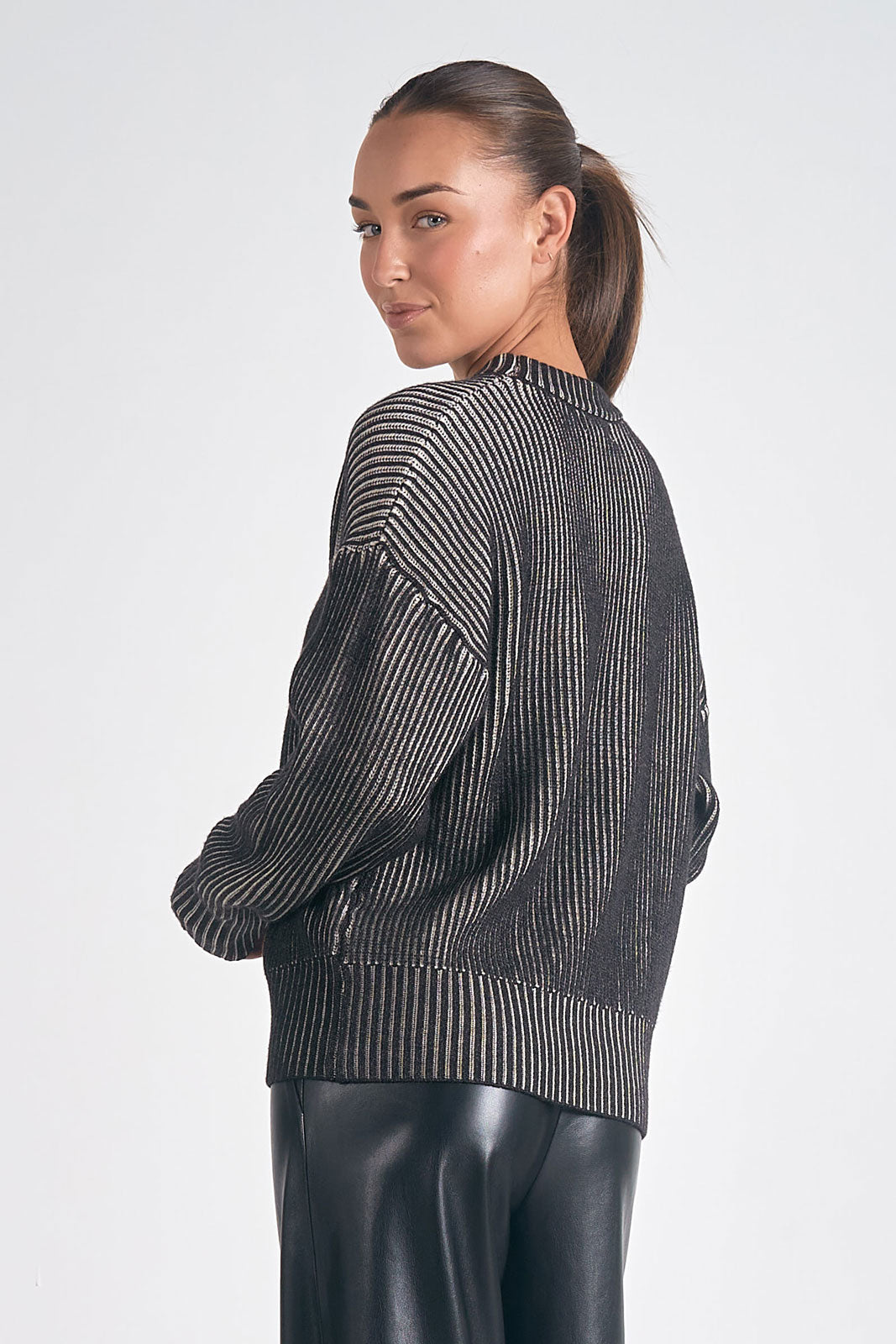 Black White Ribbed Sweater