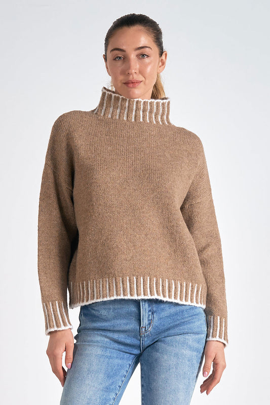 Tan Stitching Sweater