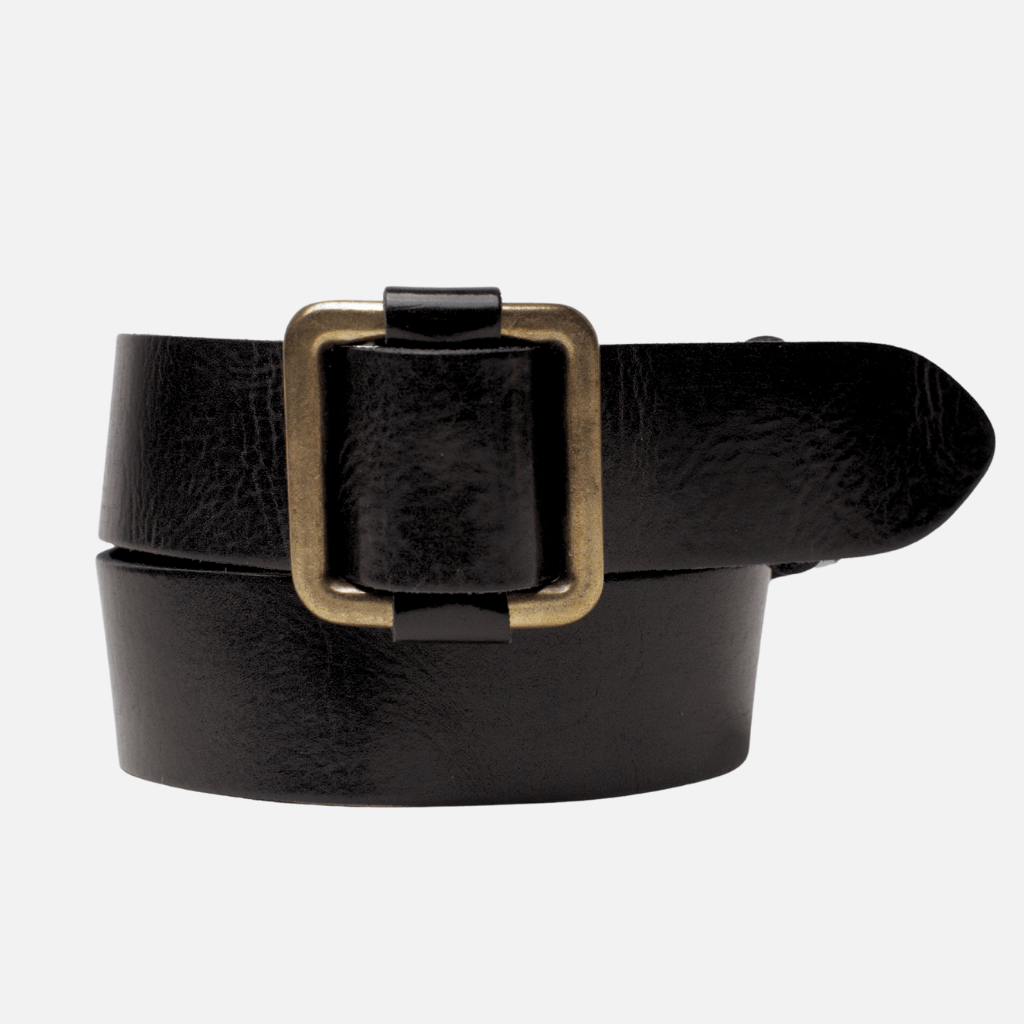 Pelle | Adjustable Gold Buckle Leather Slide Belt Women