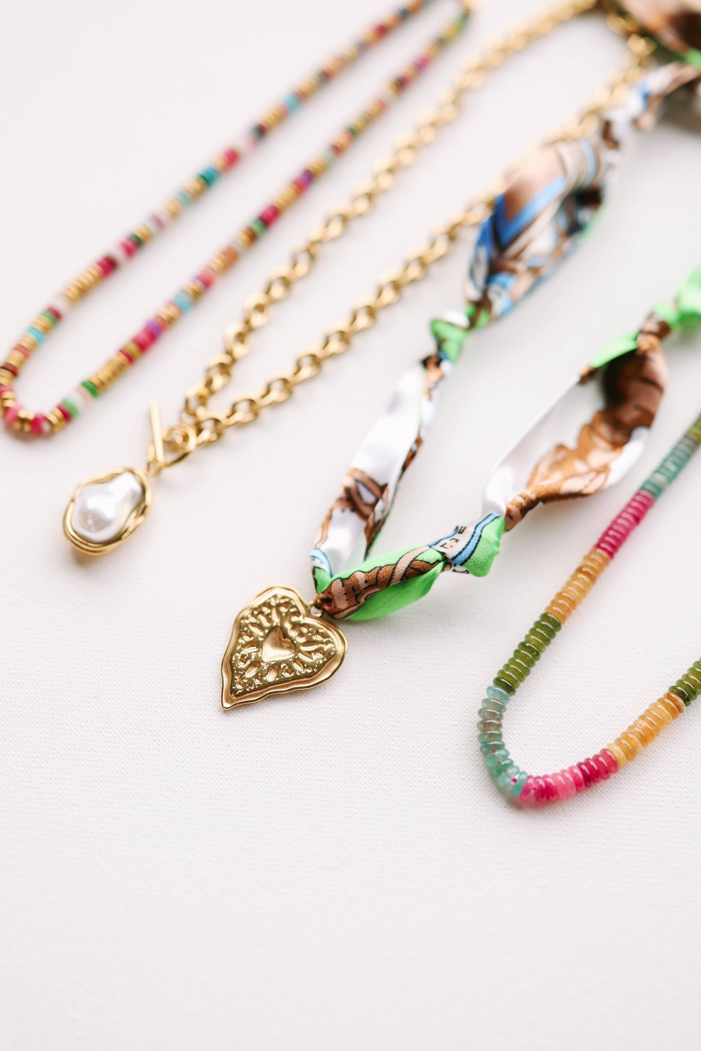 Camilla Heart Charm Scarf Necklace