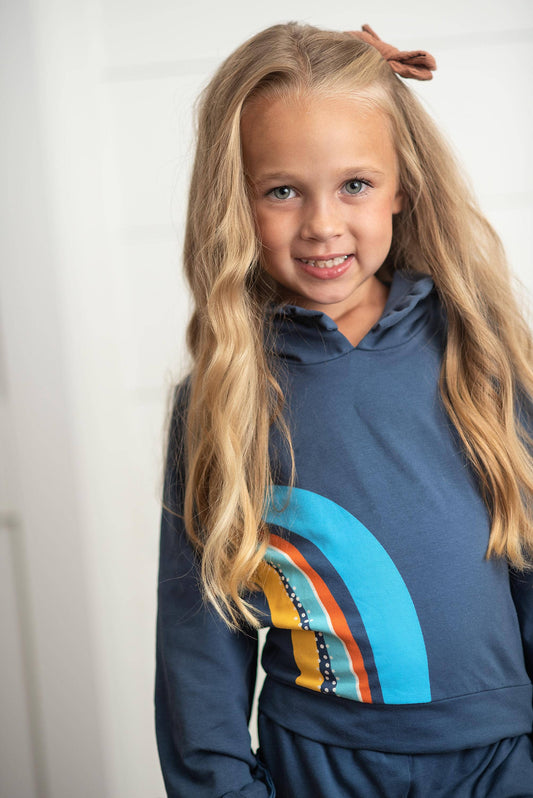 Kids Navy Blue Ruffle Lounge Set