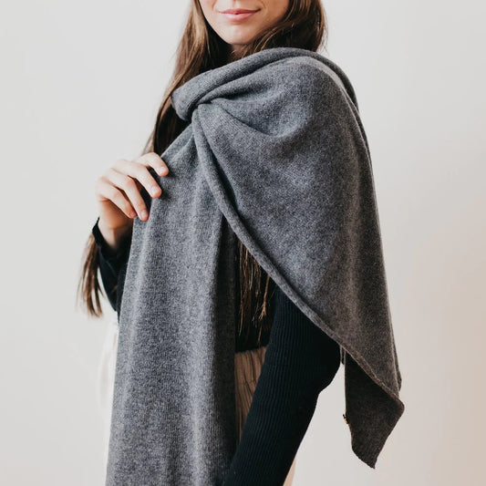 Cashmere Wrap Charcoal Scarf