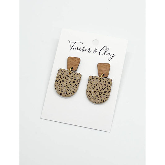 Leopard Dangles with Wood Post