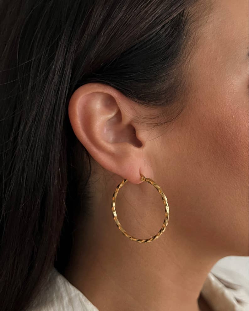 Edgar Gold Twisted Hoop Earrings