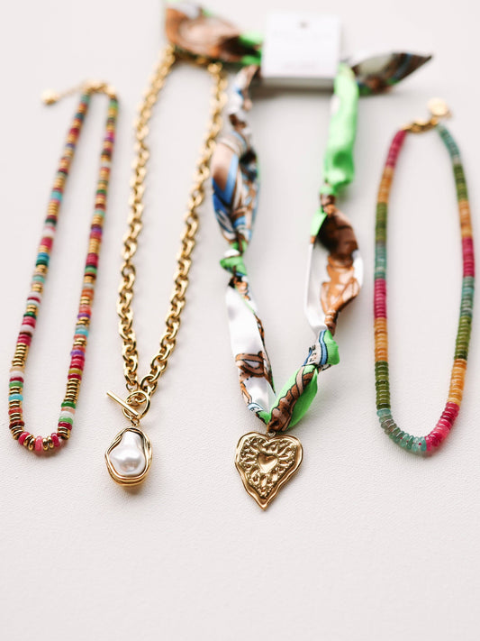 Camilla Heart Charm Scarf Necklace