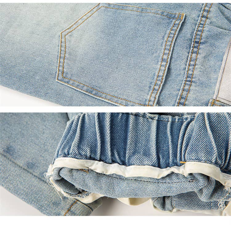 KIDS Girls' Heart Print Wide-Leg Jeans