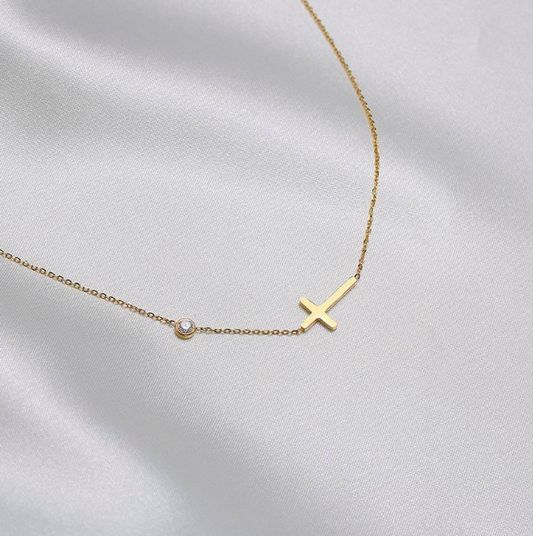 Side Cross Necklace
