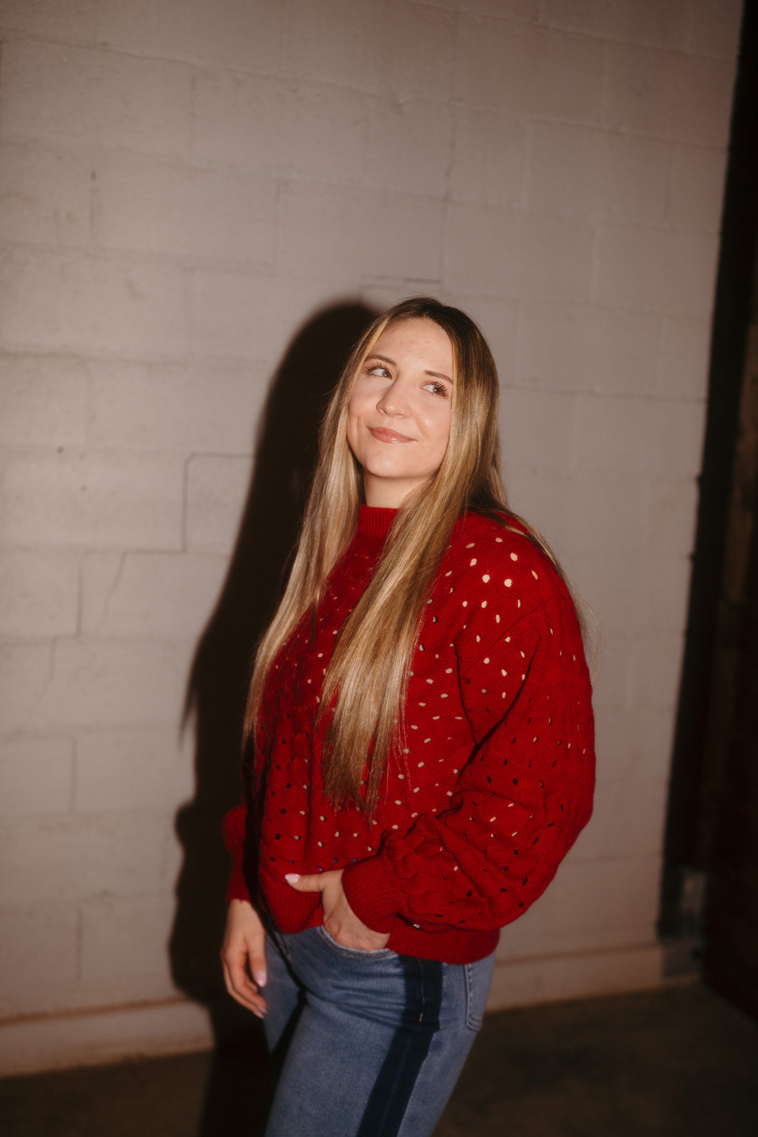 Elan Wide Neck Open Knit Sweater