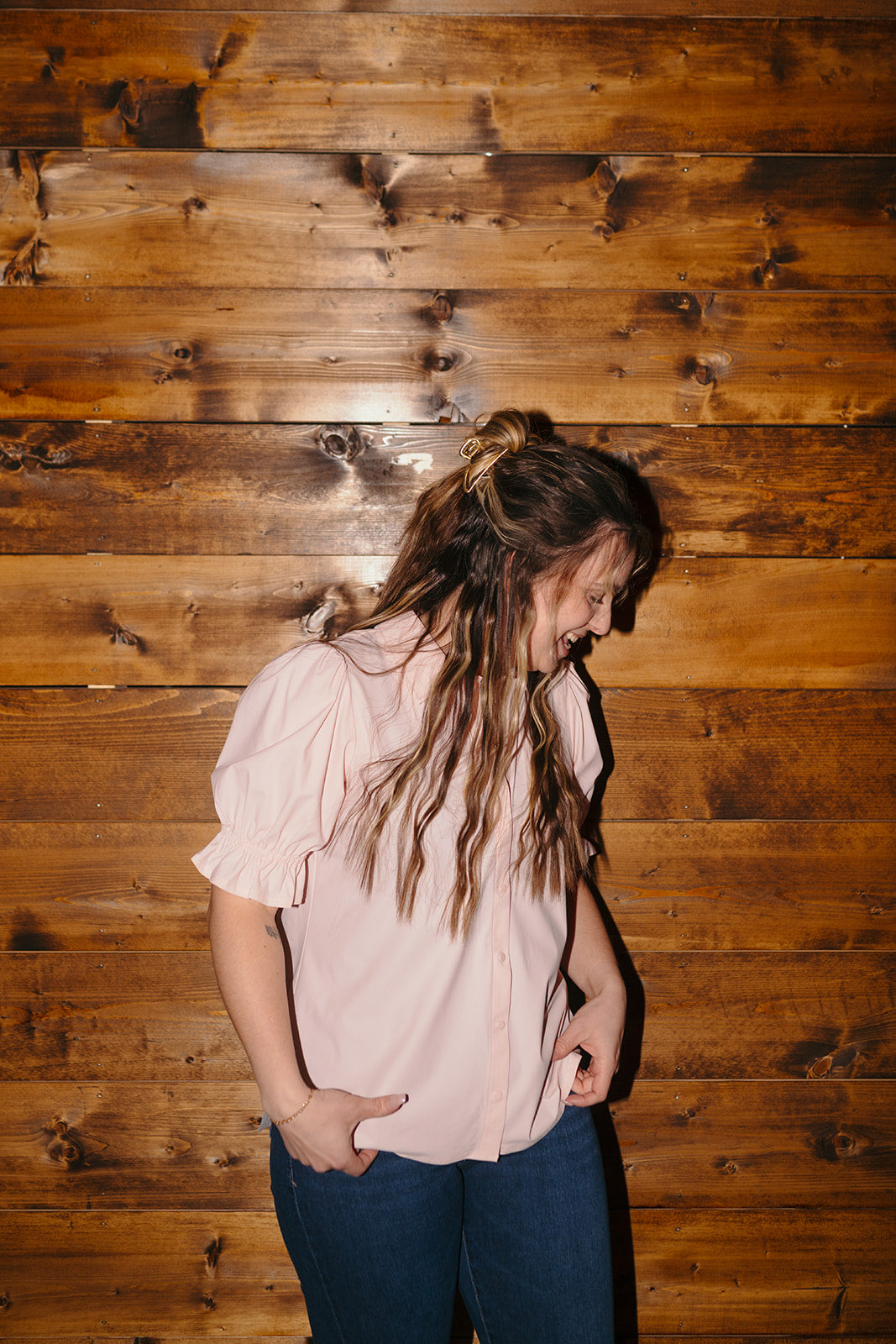 Liverpool Pink Puff Sleeve Blouse