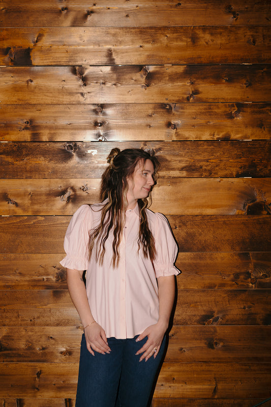 Liverpool Pink Puff Sleeve Blouse