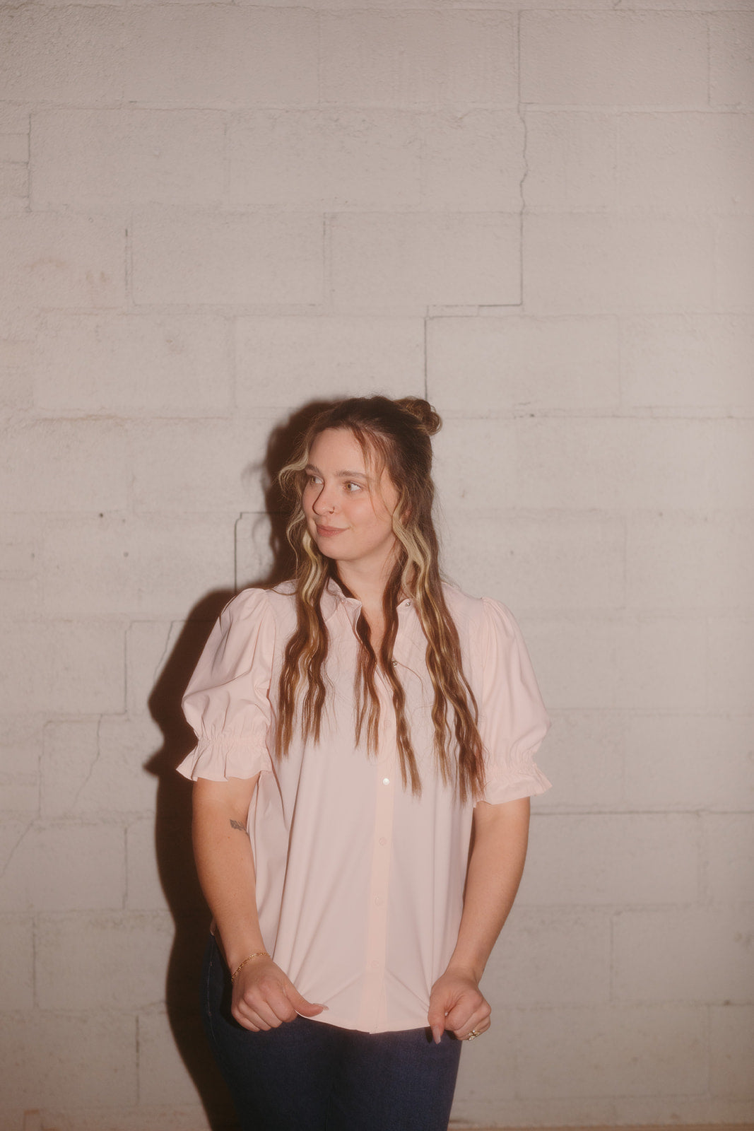 Liverpool Pink Puff Sleeve Blouse