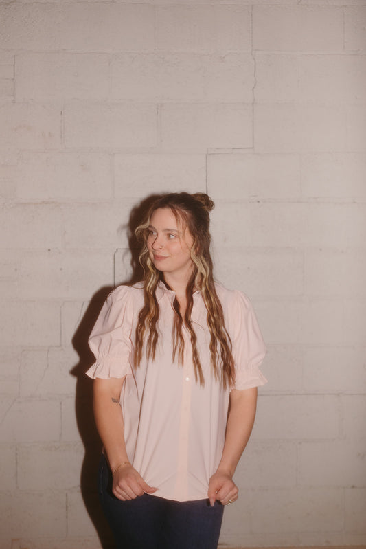 Liverpool Pink Puff Sleeve Blouse