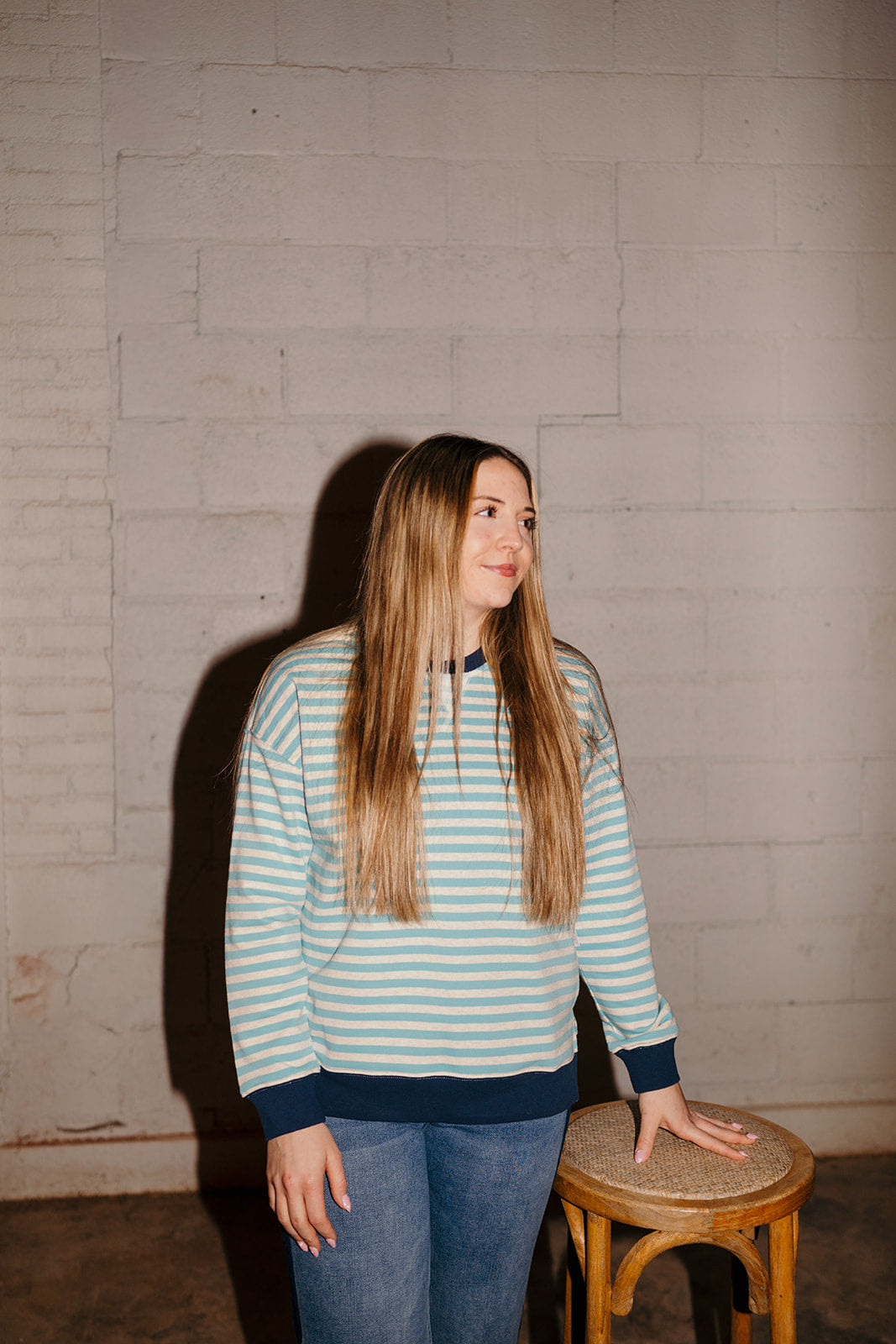 Tribal Aqua Stripe Sweatshirt