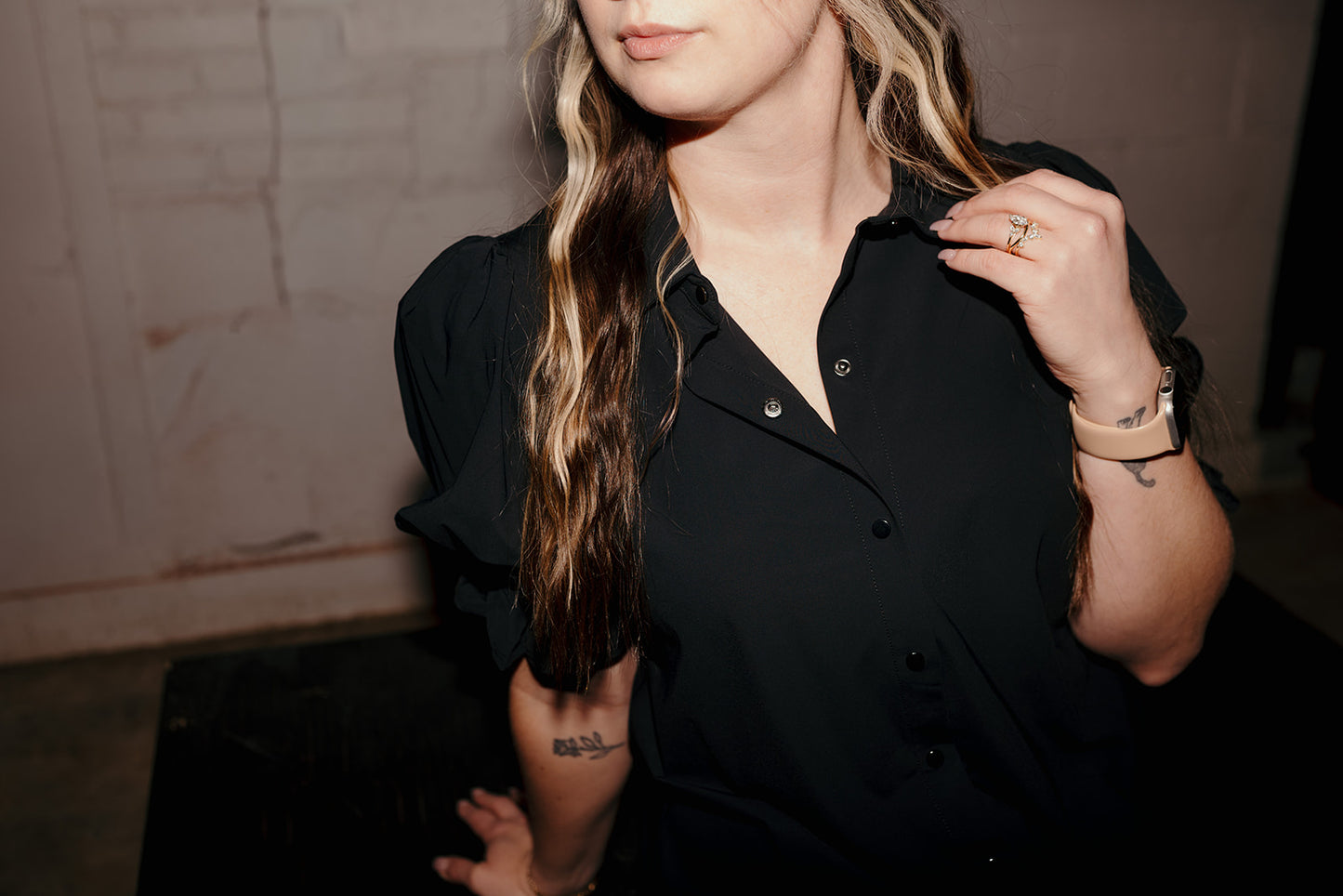 Liverpool Black Puff Sleeve Blouse