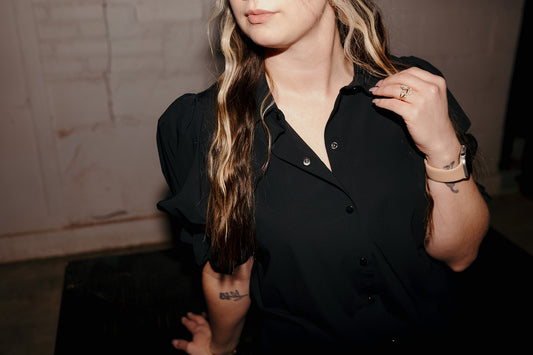 Liverpool Black Puff Sleeve Blouse