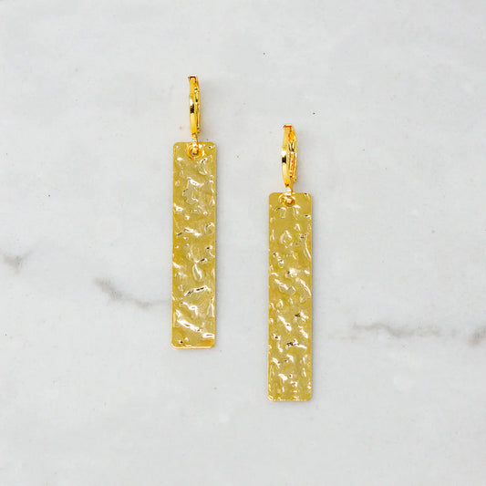 Rectangle hammered earring